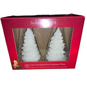 LED color Changing Wax Christmas Trees- set of 2